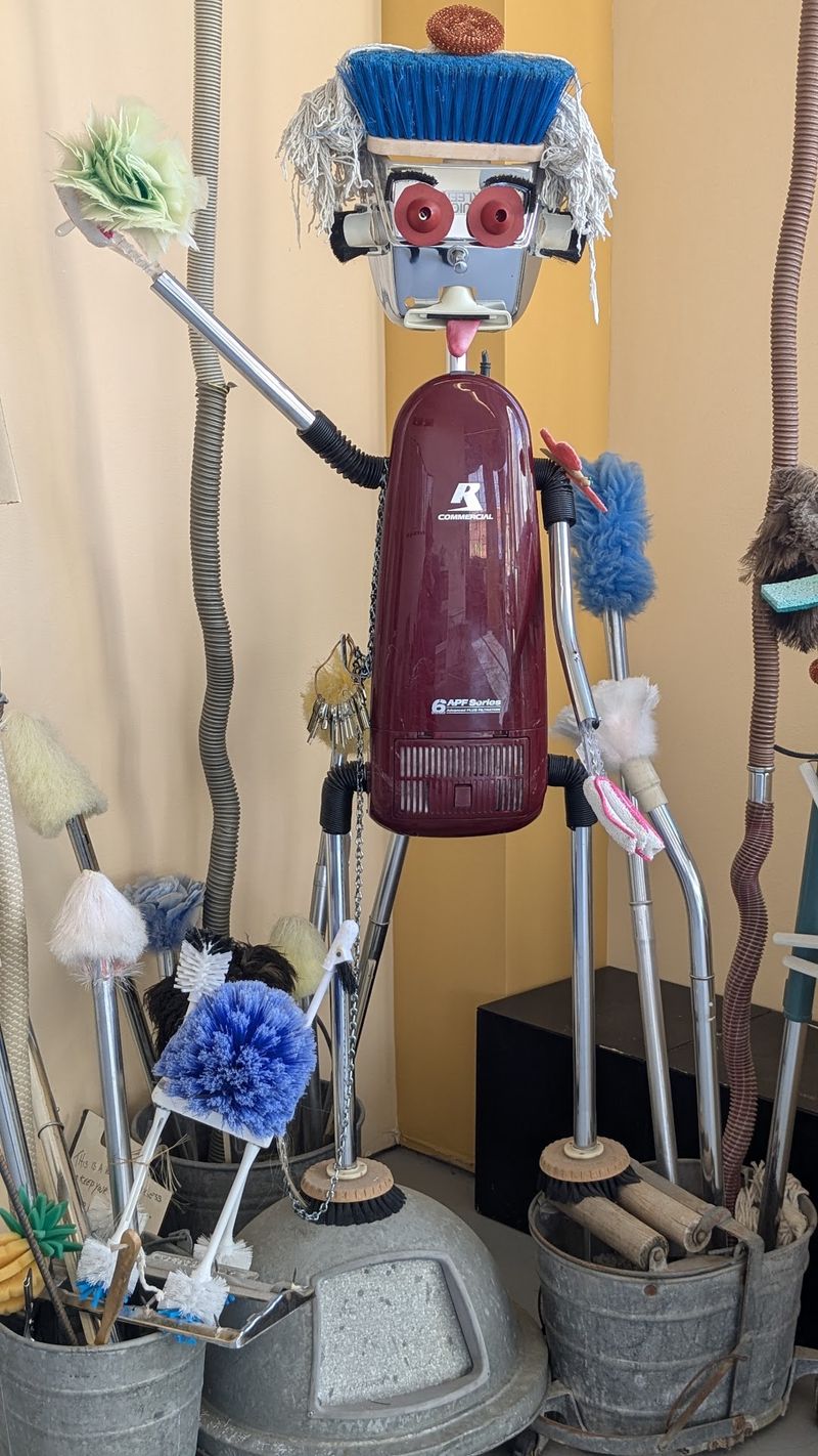 Vacuums From The 1800s Fill An Entire Idaho Museum Built Around The History Of Cleaning - Decor Hint An Elephant Made Of Vacuums And A Very Tall Janitor